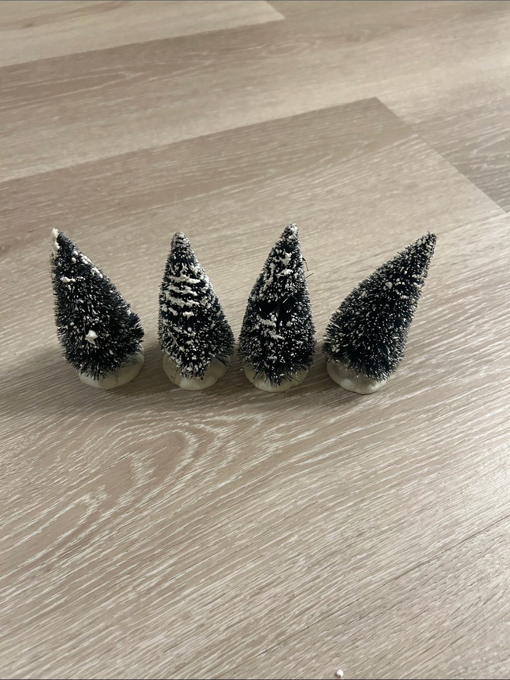 Lemax Christmas Scene Miniature Flocked Evergreen Trees - Set of 4